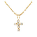 Girls' 14K Yellow Gold CZ Cross Pendant with 18-Inch Chain - Faith Jewelry