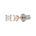 Girls' 14K Yellow Gold CZ Square Stud Earrings - Tween Jewelry