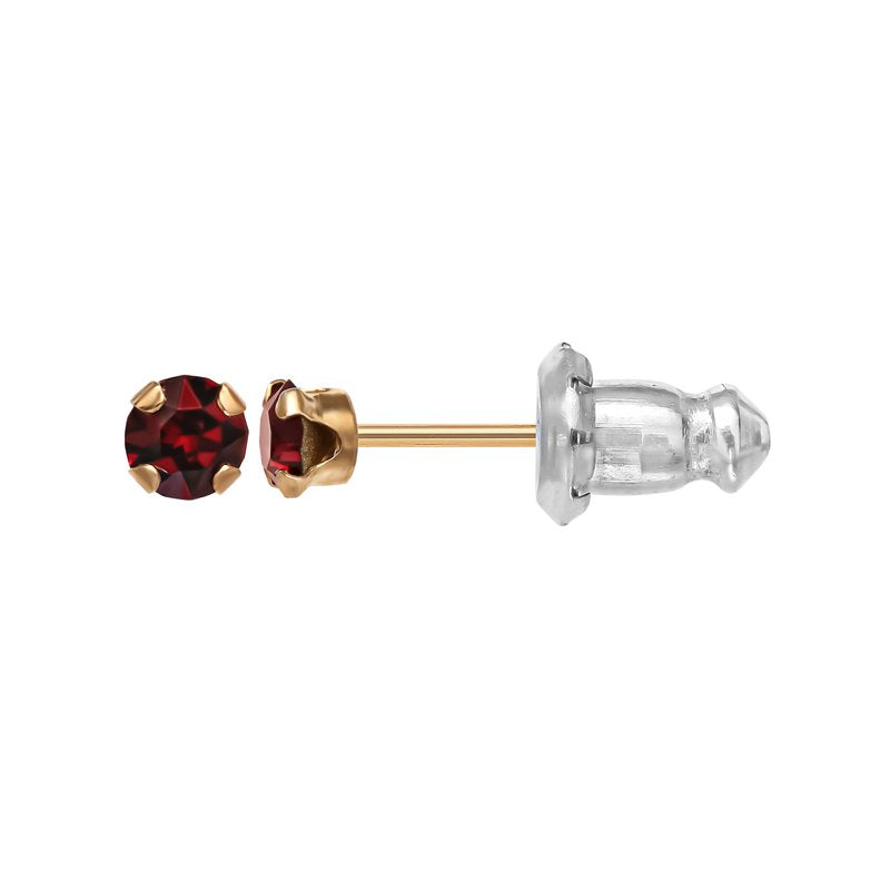 Girls Tween 14K Gold Birthstone Stud Earrings - February Crystal Jewelry