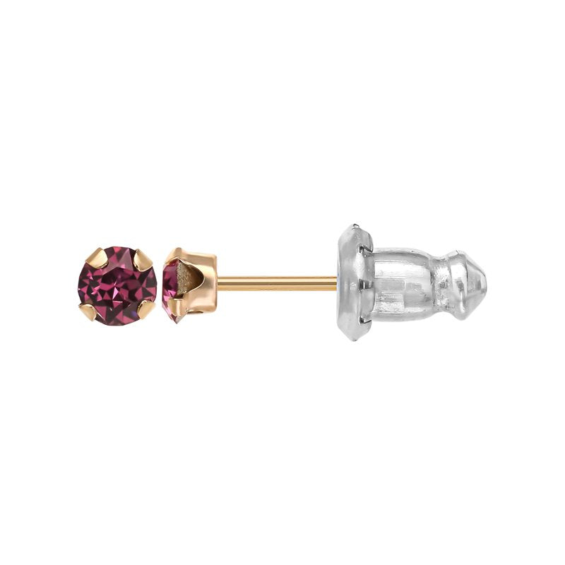 Girls/Tween 14K Yellow Gold Birthstone Stud Earrings - July Crystal