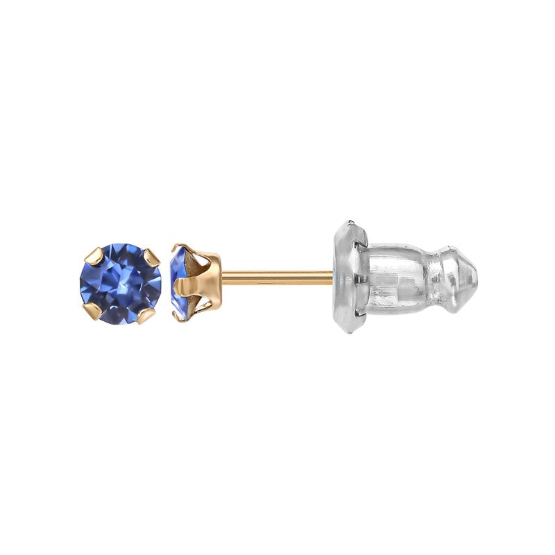 Girl’s 14K Yellow Gold Birthstone Stud Earrings - September Crystal