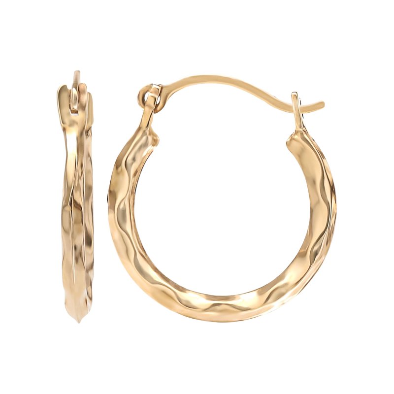 Girls Tween 14K Gold Textured Hoop Earrings - Lightweight and Elegant Jewelry