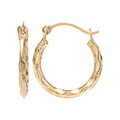 Girls Tween 14K Gold Textured Hoop Earrings - Lightweight and Elegant Jewelry