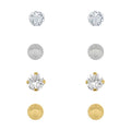 Children's Gold Filled Crystal & Ball Stud Earrings Set - 4 Pairs