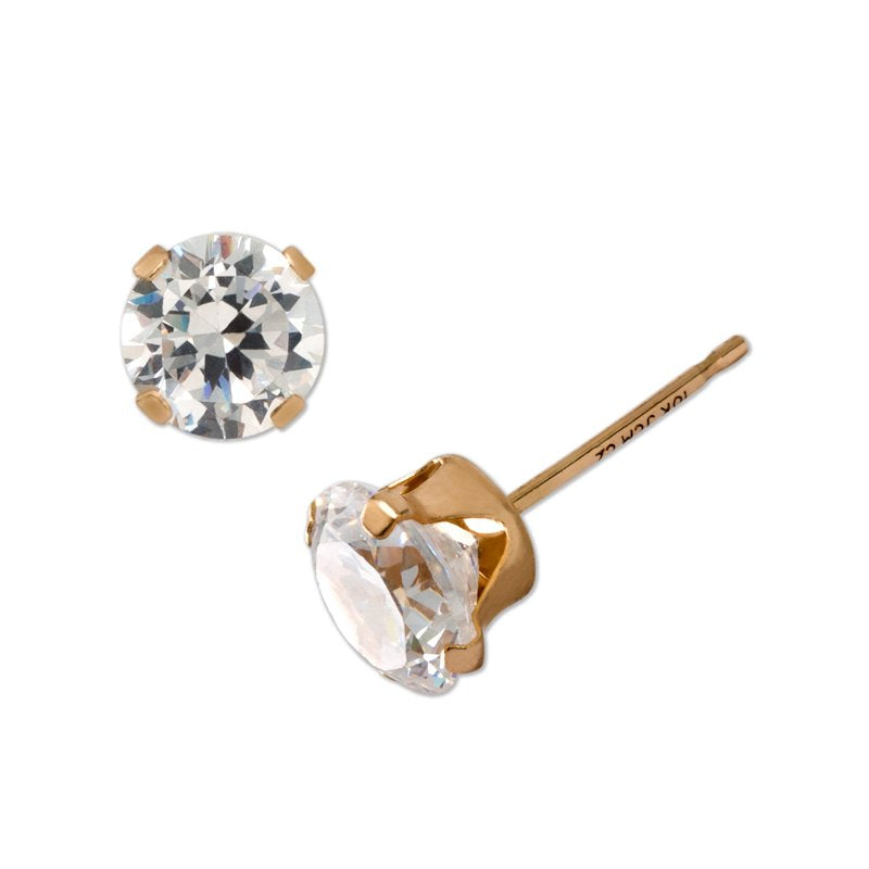 Gold-Plated Cubic Zirconia Stud Earrings - 4mm Elegant Jewelry Gift