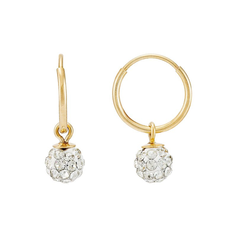 10mm Gold Hoop Earrings with 4.8mm Crystal Balls - Hypoallergenic Jewelry