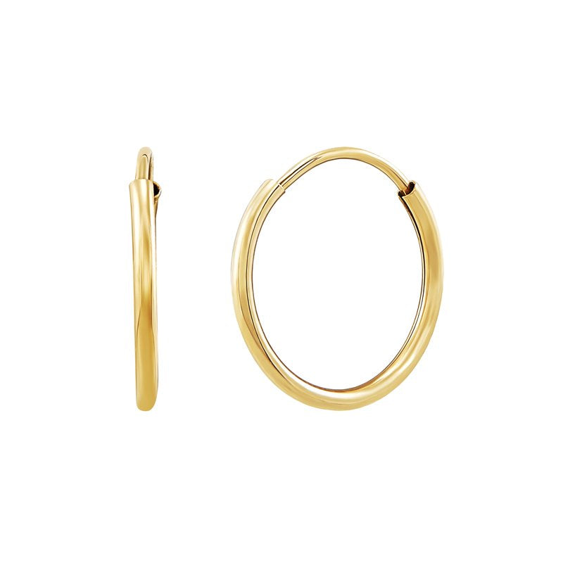 10K Yellow Gold 12mm Hollow Round Hoop Earrings - Stylish & Lightweight