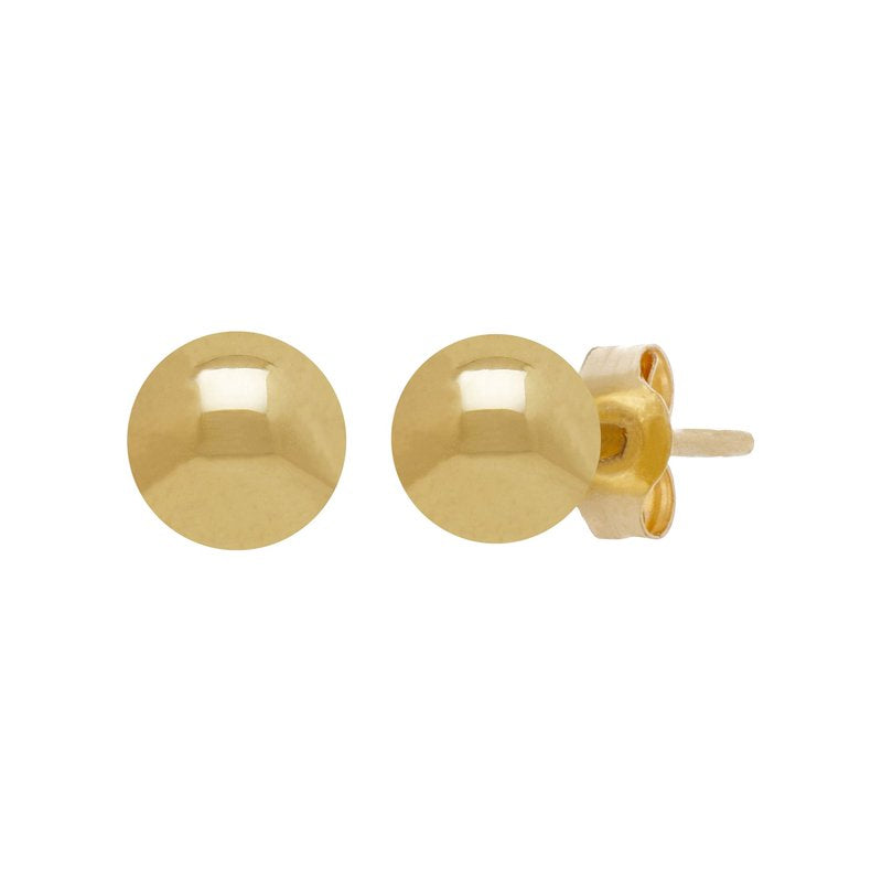 10K Yellow Gold Hollow Ball Stud Earrings - 5MM Jewelry for Women