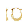 10K Yellow Gold Small Hollow Round Hoop Earrings with Ribbed Design