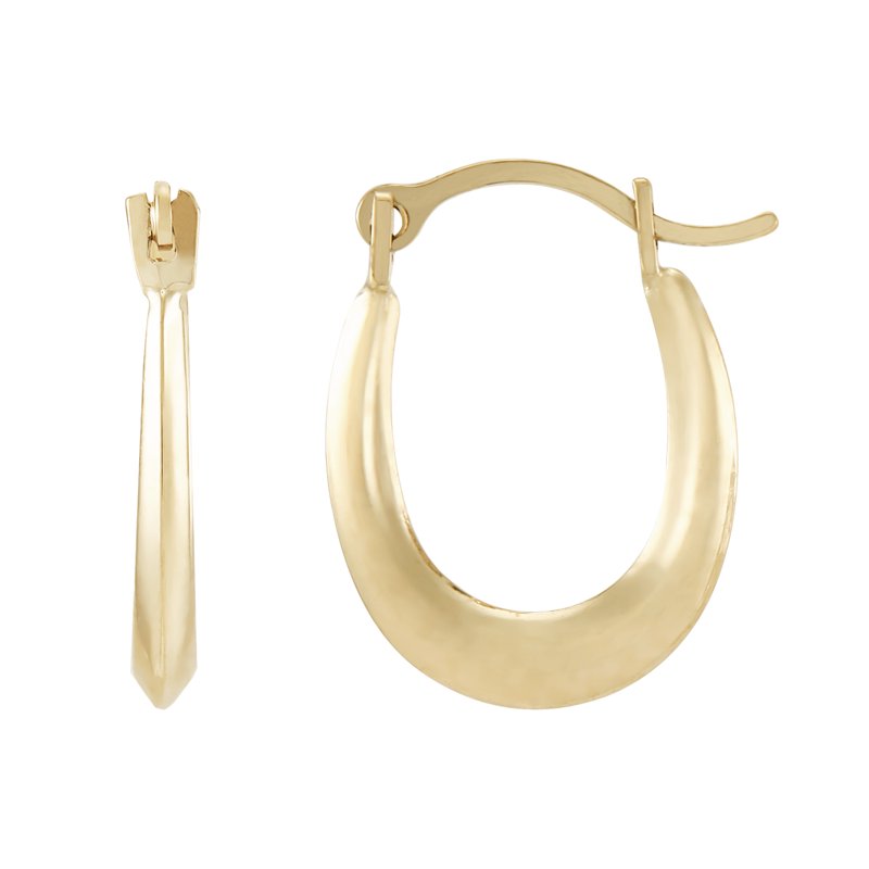 10K Yellow Gold Hollow Oval Hoop Earrings - Lightweight Jewelry for Women