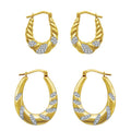 Gold Plated Sterling Silver Hoop Earrings Set with Austrian Crystals - 2 Pairs