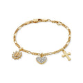 Children's 14K Gold Plated Sterling Silver Charms Bracelet with Crystals