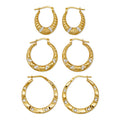 14K Gold Plated Sterling Silver Crystal Hoop Earrings Set - 3 Pairs, Women's Jewelry