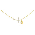 14K Gold Plated Sterling Silver Cross & Guadalupe Necklace for Women 18"