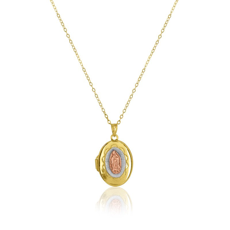 14K Gold Plated Sterling Silver Guadalupe Pendant Necklace 18 Inches