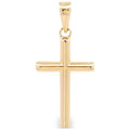 Unisex 14K Gold Tube Cross Pendant - Faith Jewelry with Gift Box