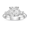 Sterling Silver Asscher Cut White Diamond & Cubic Zirconia Cocktail Ring
