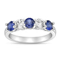 Sterling Silver Ceylon Sapphire Engagement Ring with White Sapphire Band