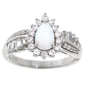 Sterling Silver Opal & Cubic Zirconia Ring for Women - Adjustable Sizes