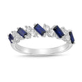 Sterling Silver Created Sapphire & Cubic Zirconia Band Ring - Multiple Sizes