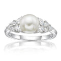 Sterling Silver Freshwater Pearl Ring with Cubic Zirconia Accent – Elegant Jewelry