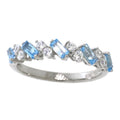 Sterling Silver Blue Topaz & Cubic Zirconia Ring - Hypoallergenic, Stackable Jewelry