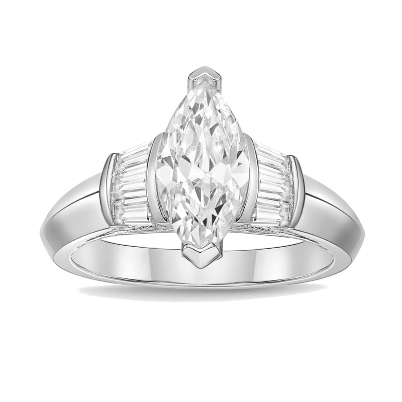 Sterling Silver Marquise White Diamond & Cubic Zirconia Cocktail Ring – All Sizes