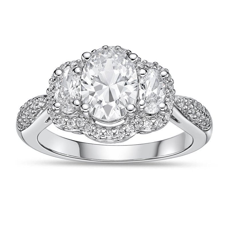 Sterling Silver 3-Stone Simulated White Diamond & Cubic Zirconia Ring - All Sizes