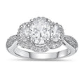 Sterling Silver 3-Stone Simulated White Diamond & Cubic Zirconia Ring - All Sizes
