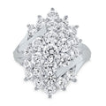 Sterling Silver Simulated White Diamond Cocktail Ring - Hypoallergenic Jewelry