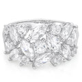 Sterling Silver Simulated White Diamond Cocktail Ring - Hypoallergenic Jewelry