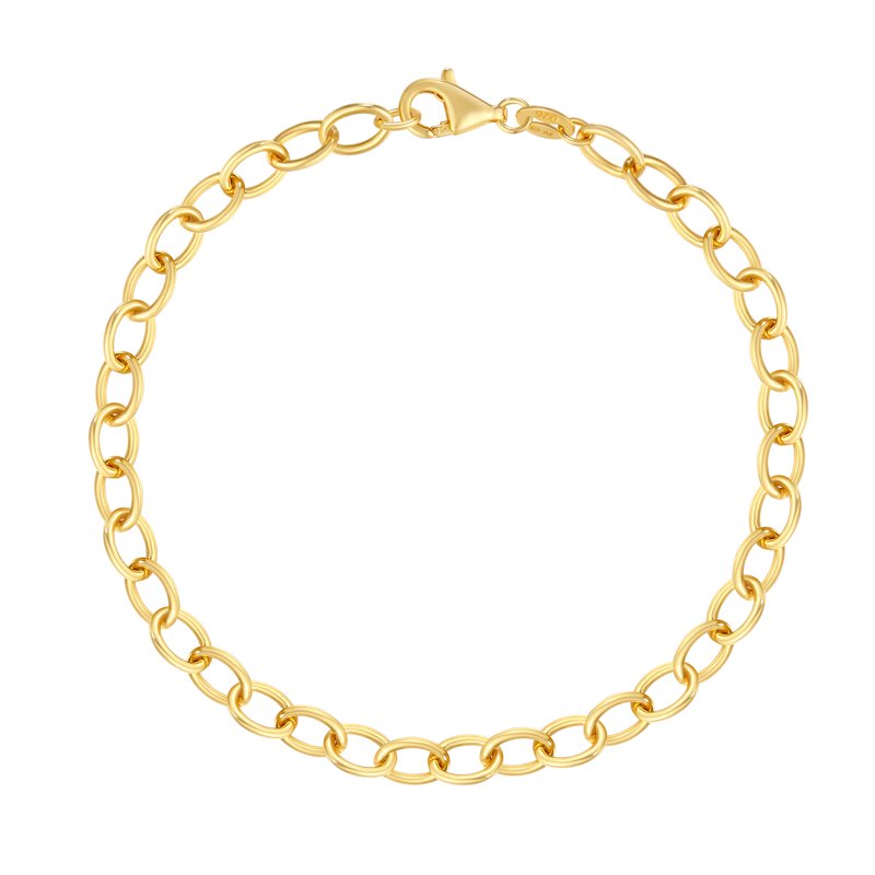 Cable Bracelet for Charms - 14KT Gold Plated Sterling Silver Jewelry