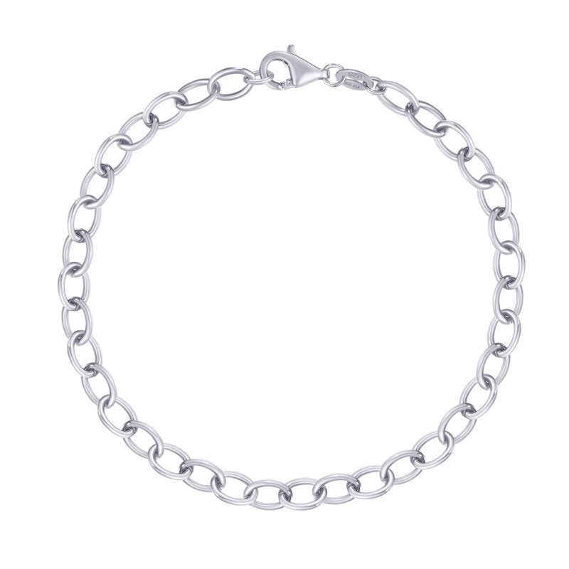 Sterling Silver Cable Bracelet for Charms - Adjustable, 7.5 Inch