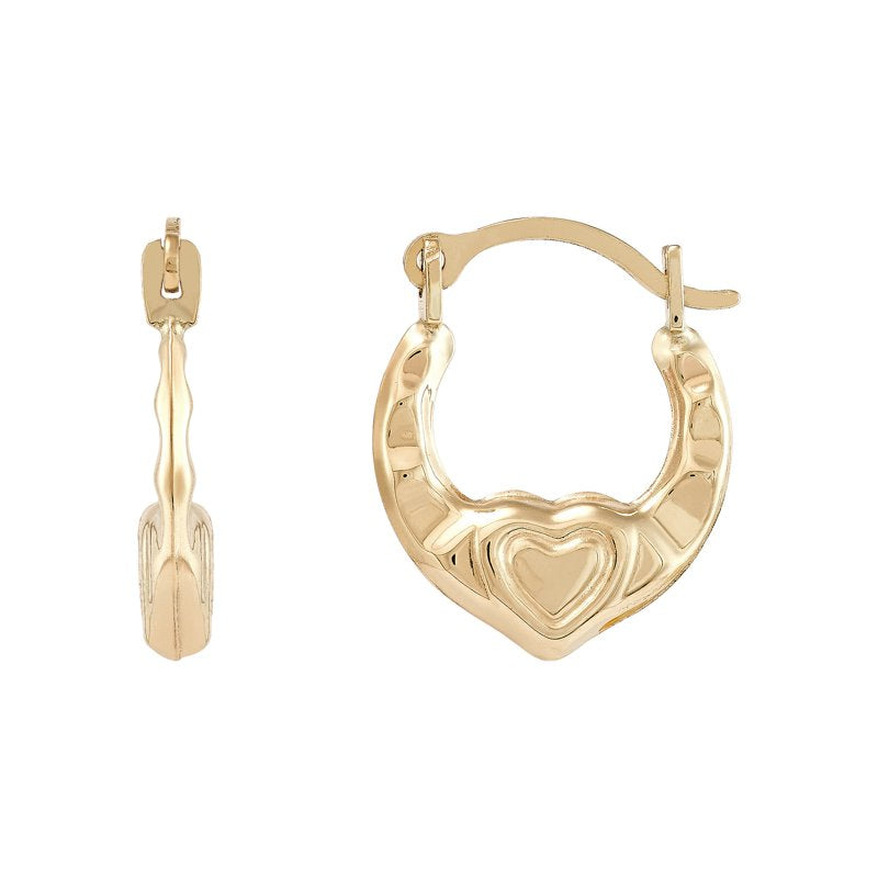 Kids 10K Yellow Gold Heart Hoop Earrings - Lightweight & Fun Jewelry