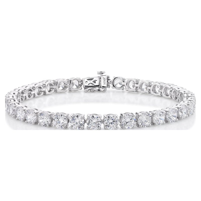 Sterling Silver Tennis Bracelet with Simulated White Diamonds - 7.25"