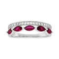 Sterling Silver Marquise Created Ruby Ring - Stackable July Birthstone Jewelry