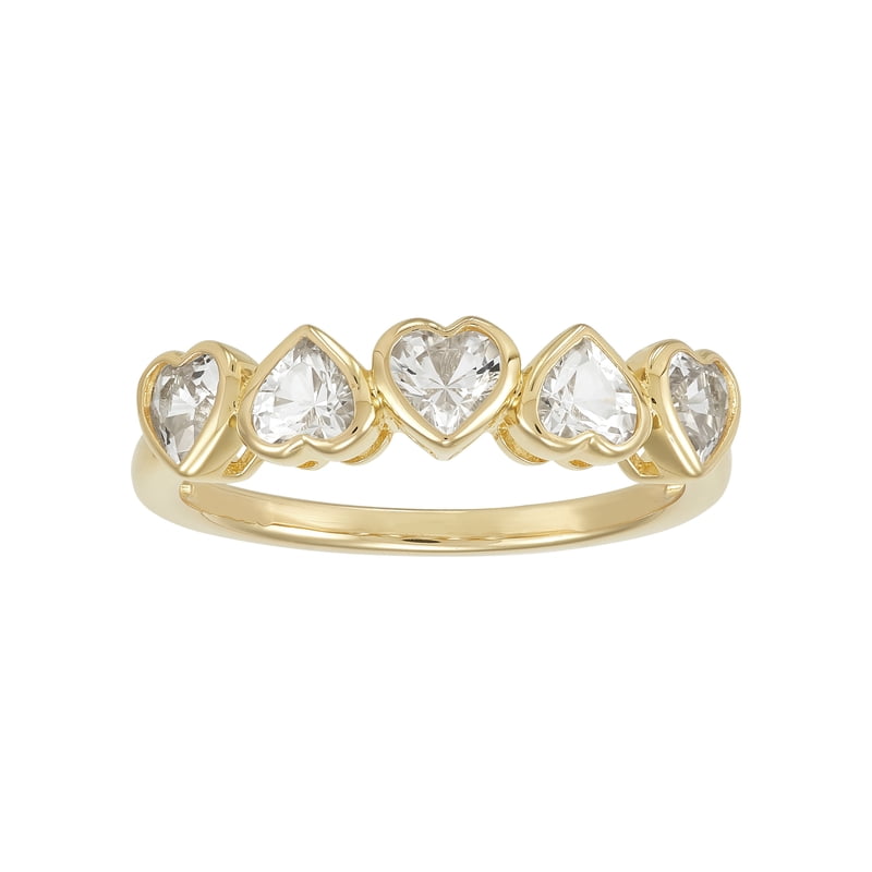 Heart-Shaped White Sapphire Sterling Silver Ring - Size 7