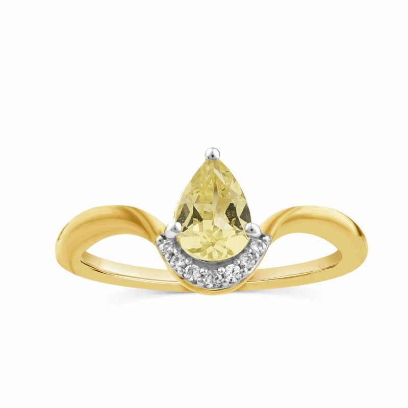 Yellow Sapphire and Lab Grown Diamond Accent Ring in 14K Gold-Plated Sterling Silver - Women’s Jewelry