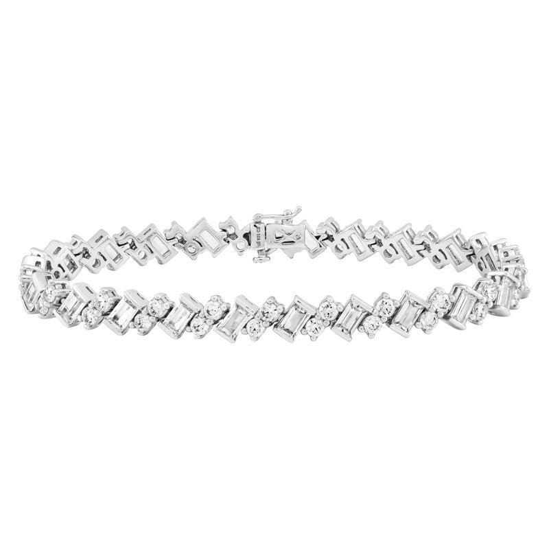 Simulated White Diamond Tennis Bracelet 925 Sterling Silver Criss Cross Jewelry