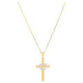 Sterling Silver & 18K Gold Plated Cross Pendant with Double Hearts, 18 Inch Chain