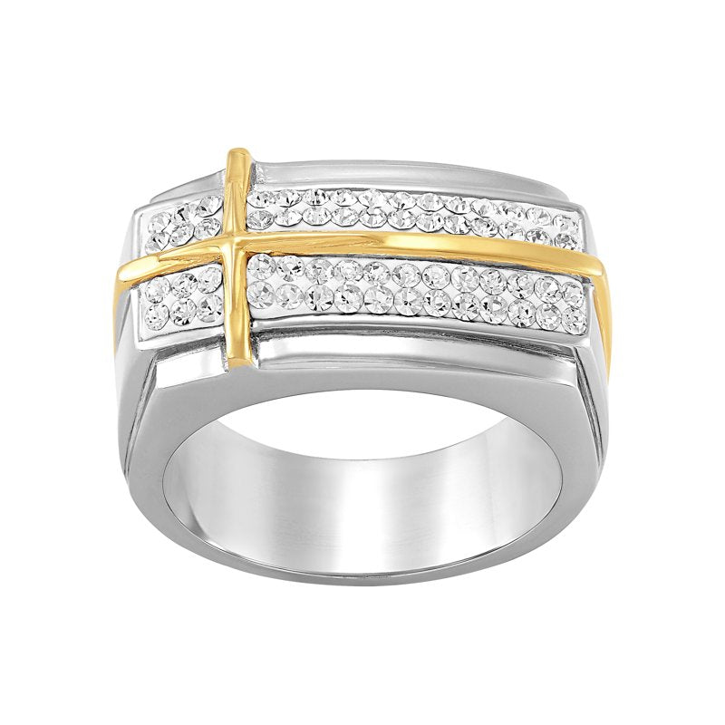 Men's Stainless Steel Crystal Cross Ring Size 11 Jewelry Gift