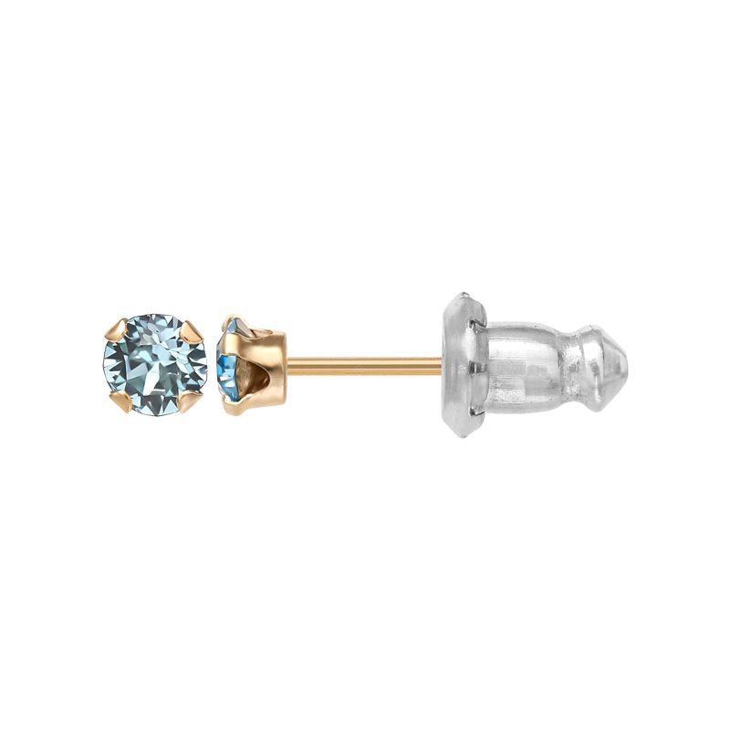 14K Yellow Gold Crystal Stud Earrings - Timeless Birthstone Jewelry