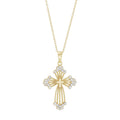 Sterling Silver and 18K Gold Plated Cross Pendant Necklace - 18 Inch Faith Jewelry