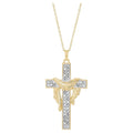 Sterling Silver and 18K Gold Plated Crystal Cross Pendant Necklace - 18 Inch