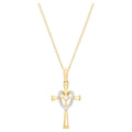 Gold-Filled Cross Pendant Necklace with Heart Cubic Zirconia - 18 Inch