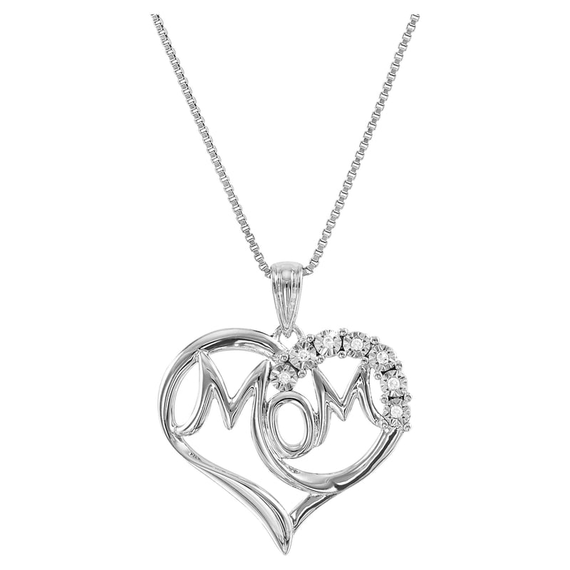 Natural Diamond Accent Heart Pendant Necklace in Sterling Silver - 18 Inch