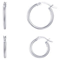 Sterling Silver Hoop Earrings with Click Top Closure - 15 & 20mm Duo Set