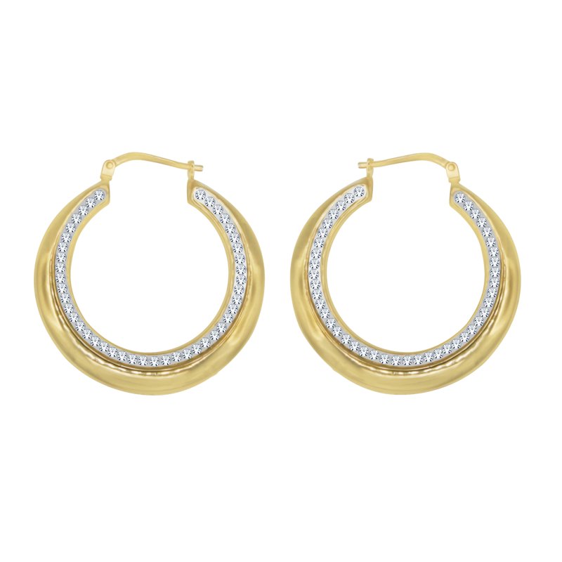 14K Gold Plated Crystal Hoop Earrings for Women - Hypoallergenic & Elegant