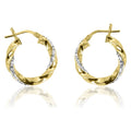 14K Gold Plated Crystal Hoop Earrings for Women - Twisted Round Style