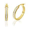 14K Gold Plated Sterling Silver Crystal Hoop Earrings for Women - Hypoallergenic, Secure Click-Top Closure